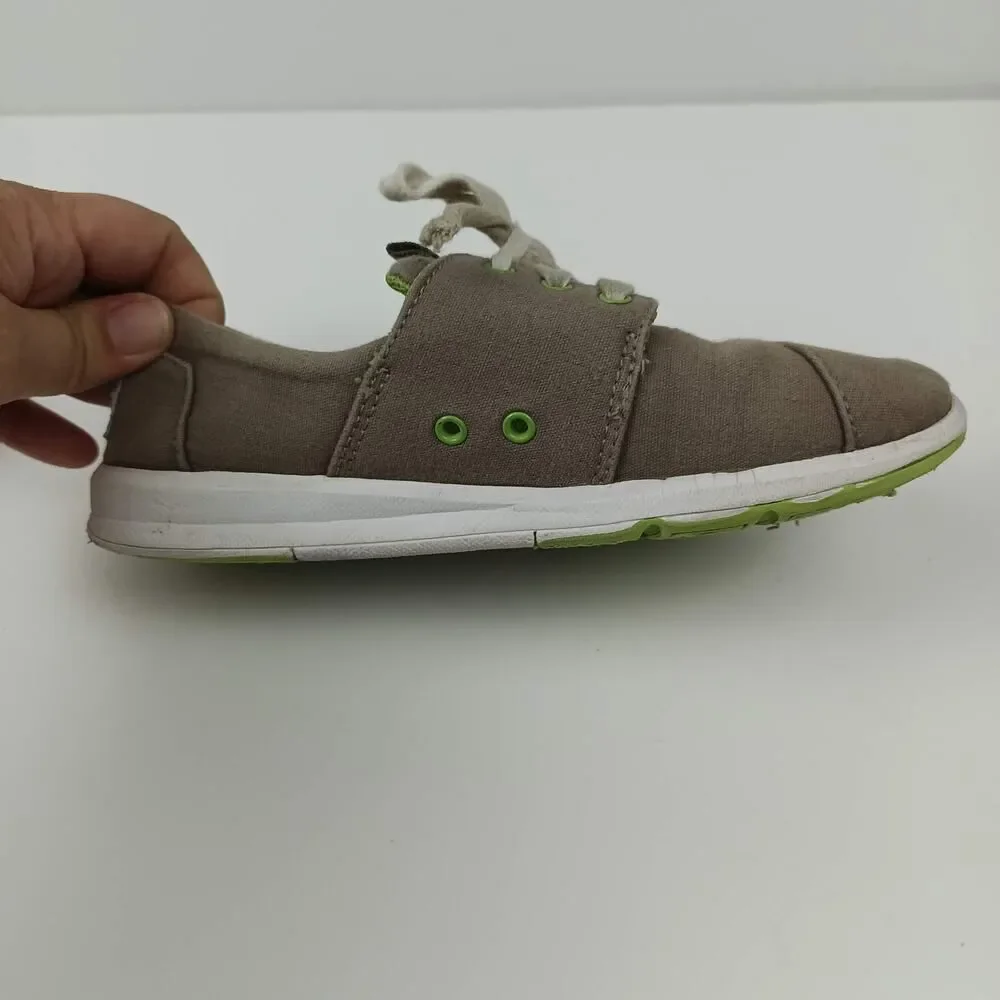 TOMS Del Rey Boys Gray Green Lace Up Canvas Sneakers Lightweight Comfy Size‎ 3